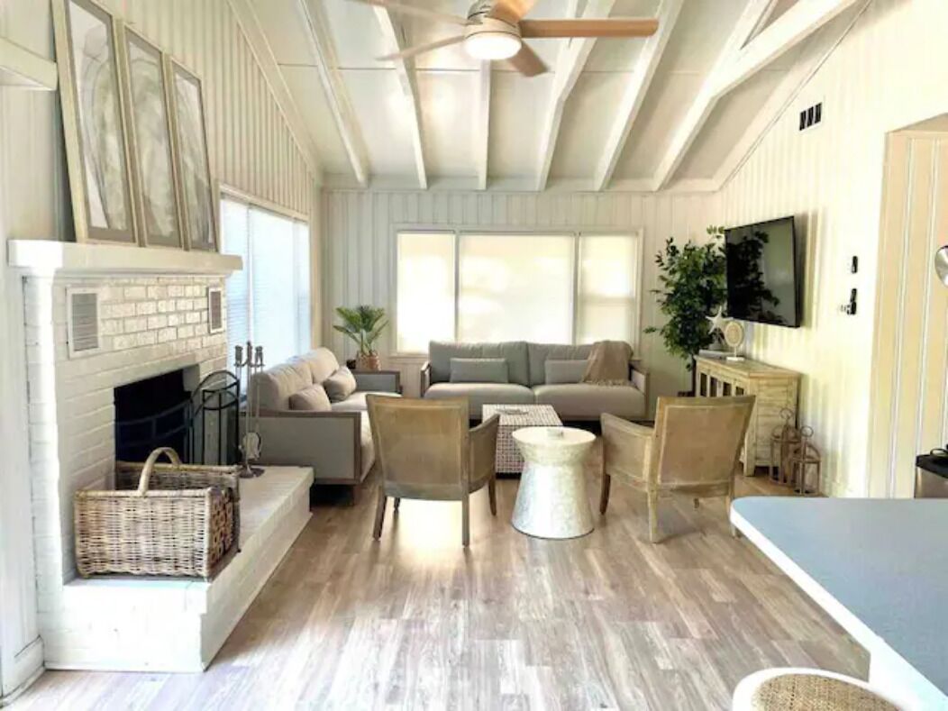 Spacious second floor living room with Roku TV