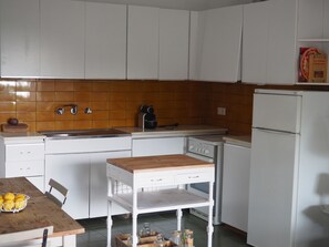 Fridge, microwave, oven, toaster