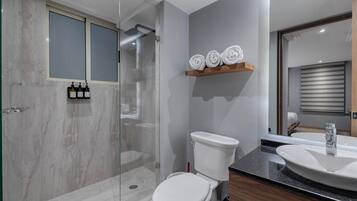 Luxury Apartment, 2 Bedrooms | Bathroom | Shower, rainfall showerhead, designer toiletries, hair dryer