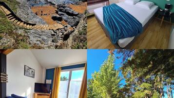 3 habitaciones, tabla de planchar con plancha y cuna de viaje