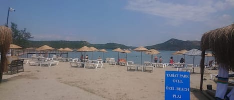 On the beach, white sand, beach bar