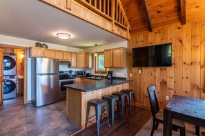 Fridge, microwave, oven, stovetop - Rangeley 4-Season Retreat – Water and Sunset Views – Wood Stove – Game Room (Rangeley)