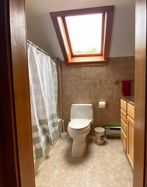 Ensemble douche/baignoire, sèche-cheveux, serviettes fournies, savon