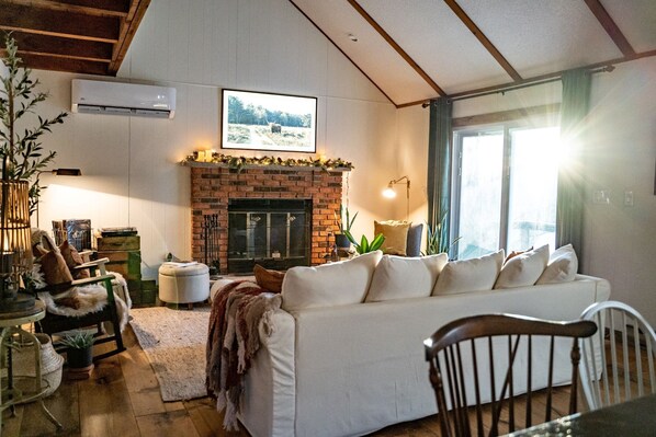 Smart TV, fireplace, music library, computer monitors