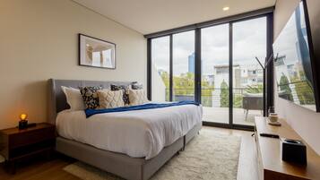 Penthouse de lujo, 3 habitaciones, Terraza | Sábanas de algodón egipcio y ropa de cama de alta calidad
