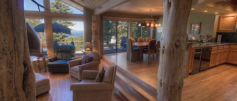 Smart TV, fireplace, DVD player, books