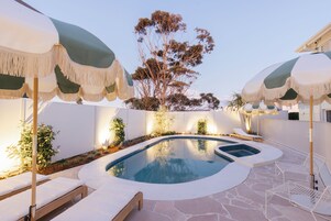 Outdoor pool, pool loungers