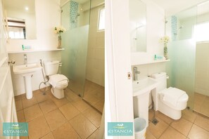 Ducha, artículos de higiene personal gratuitos y secador de pelo