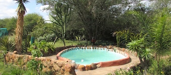 3 bed Bush-tent Under 3 Trees, for Couple Plus Chaperone Free Lionhyena Sounds
