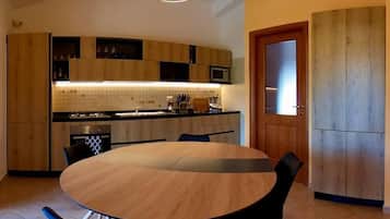 Apartment | Private kitchen | Fridge, microwave, oven, stovetop