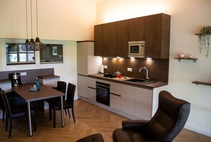 Fridge, microwave, stovetop, dishwasher