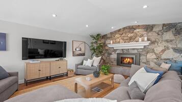 TV, fireplace