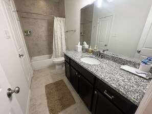 Combined shower/bathtub, jetted bath