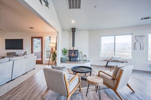 TV, fireplace, video games, books