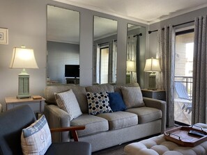 Condo, Multiple Beds, Balcony, Beach View (B221) | Living area | 40-inch TV with digital channels - Ocean Villas (Hilton Head Island)