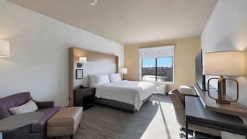 Desk, laptop workspace, free WiFi, bed sheets