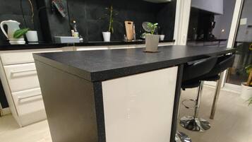 Fridge, microwave, oven, dishwasher