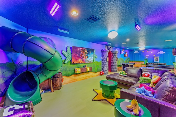 This green warp pipe slide teleports you from Moana to video game paradise.