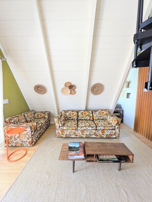 Smart TV, fireplace, music library, stereo