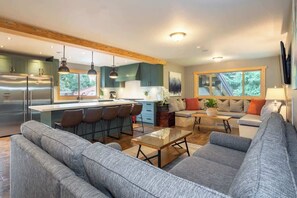 TV, fireplace, offices