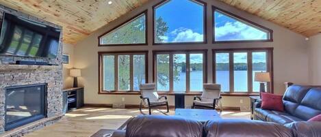 TV, fireplace, video games, DVD player