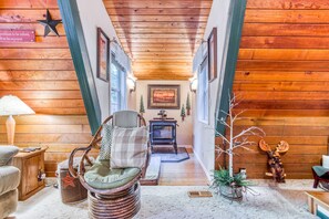 Interior - Adorable A-frame cabin w/nearby river access, game room, wood stove, firepit (Sandy)