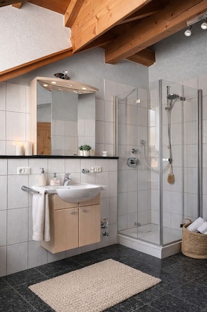 Secadora de cabello, jabón, papel de baño