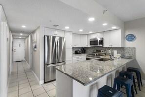 Fridge, microwave, oven, stovetop - 🌊 Beachfront 2BR Condo with Direct Pool Access – Steps to the Sand, Sleeps 6 - Indian Rocks Beach (Indian Rocks Beach)