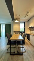 City Apartment | Private kitchen | Full-size fridge, oven, stovetop, dishwasher