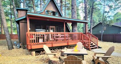 Family A-Frame Cabin Nestled in the Ponderosas ~Gas Fireplace ~Fenced Yard!