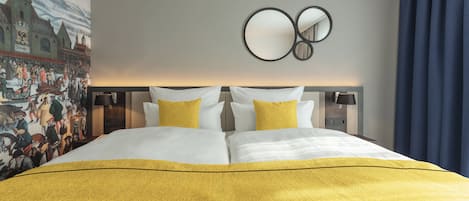 Hypo-allergenic bedding, in-room safe, desk, soundproofing