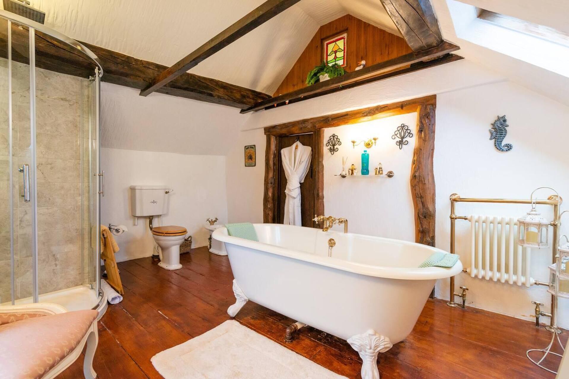 Cottage, 1 Queen Bed | Bathroom | Separate tub and shower, deep soaking tub, hair dryer, towels