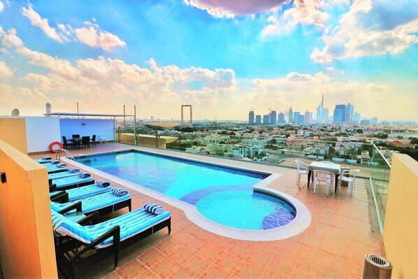 Outdoor pool, a rooftop pool