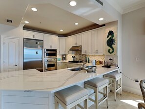 Fridge, microwave, oven, stovetop - Adagio #201C | Luxe Gulf Front, 2 Bikes + Amenities (Santa Rosa Beach)