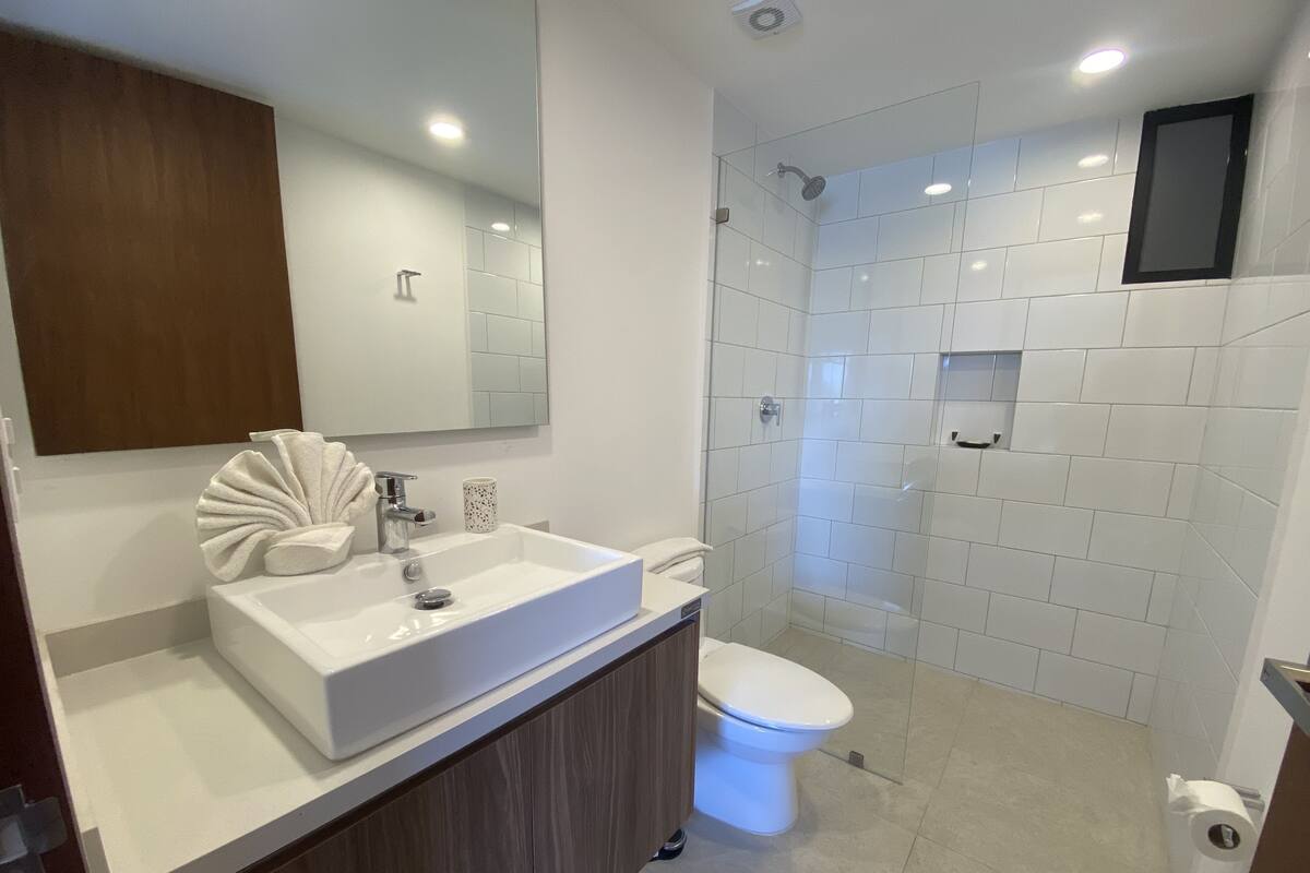 Free toiletries, hair dryer, towels