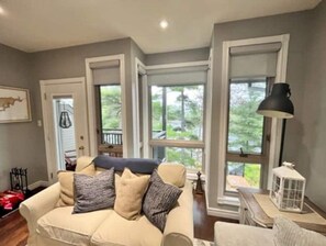 Smart TV, fireplace, DVD player