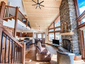 Smart TV, fireplace, offices, computer monitors