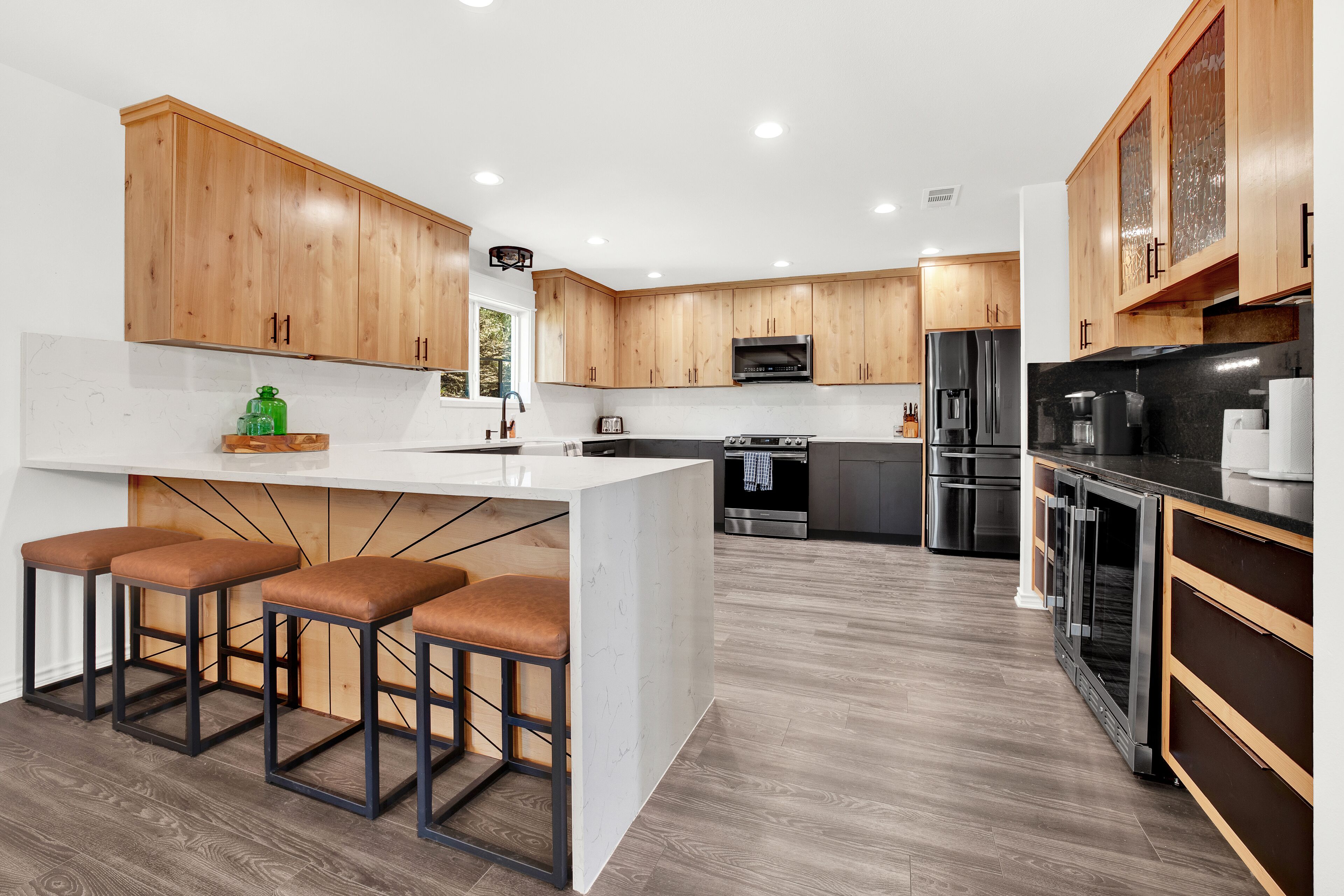 Modern home overlooking Texas Hill Country with private pool, hot tub & decks