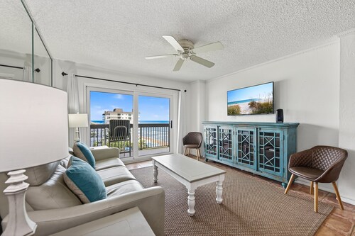 Updated oceanfront with beautiful beach views, large balcony, heated pool and garage