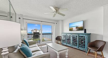 Updated oceanfront with beautiful beach views, large balcony, heated pool and garage