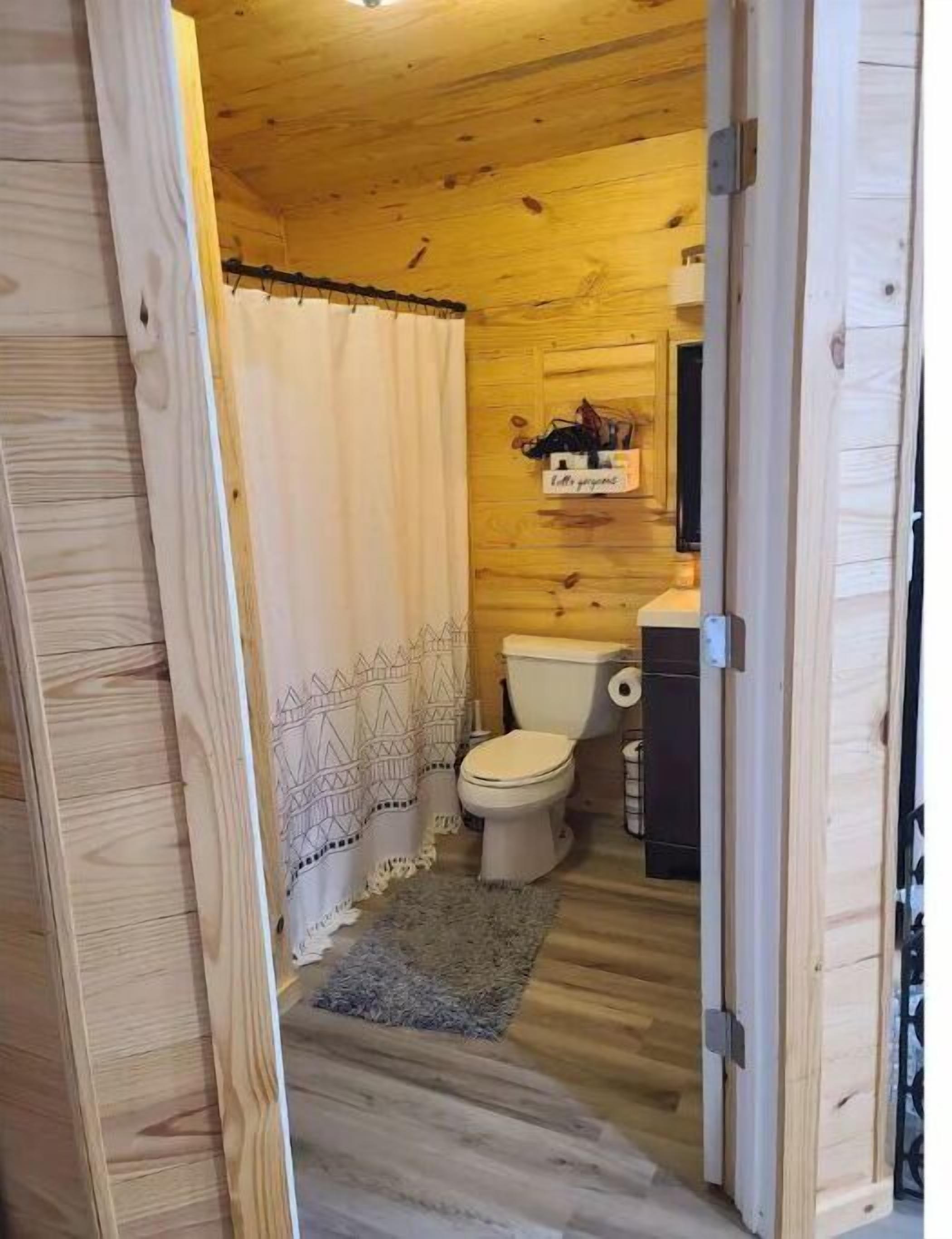 Combined shower/tub, soap