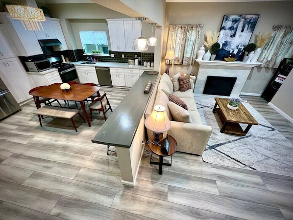 TV, fireplace, video games, table tennis