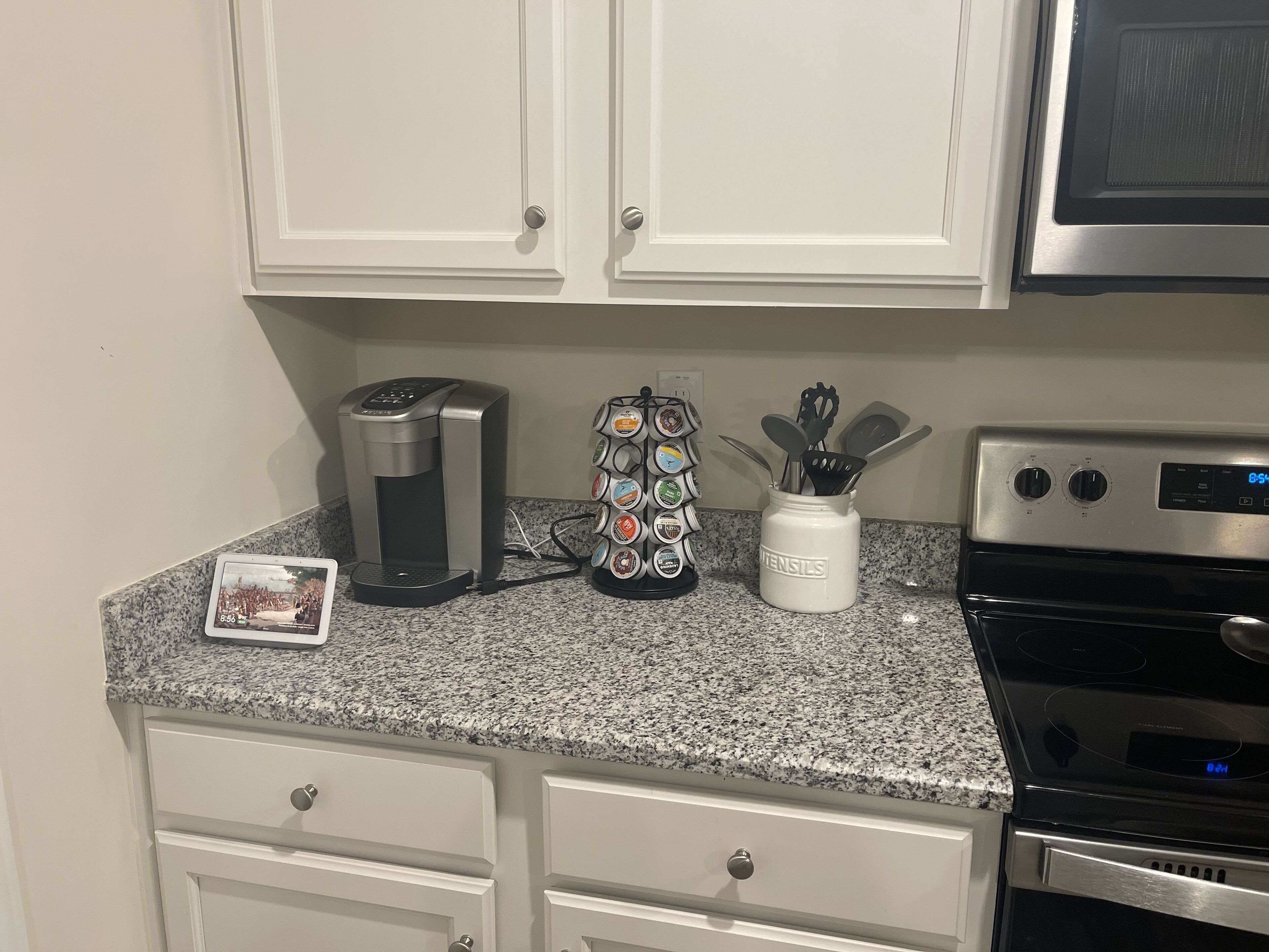 Serine family-sized home with outdoor fire pit.