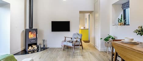 TV, fireplace