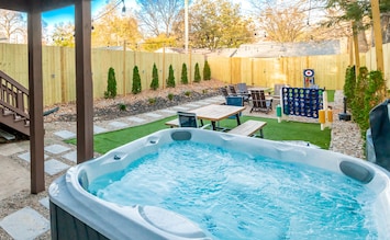 The hot tub is hot!
