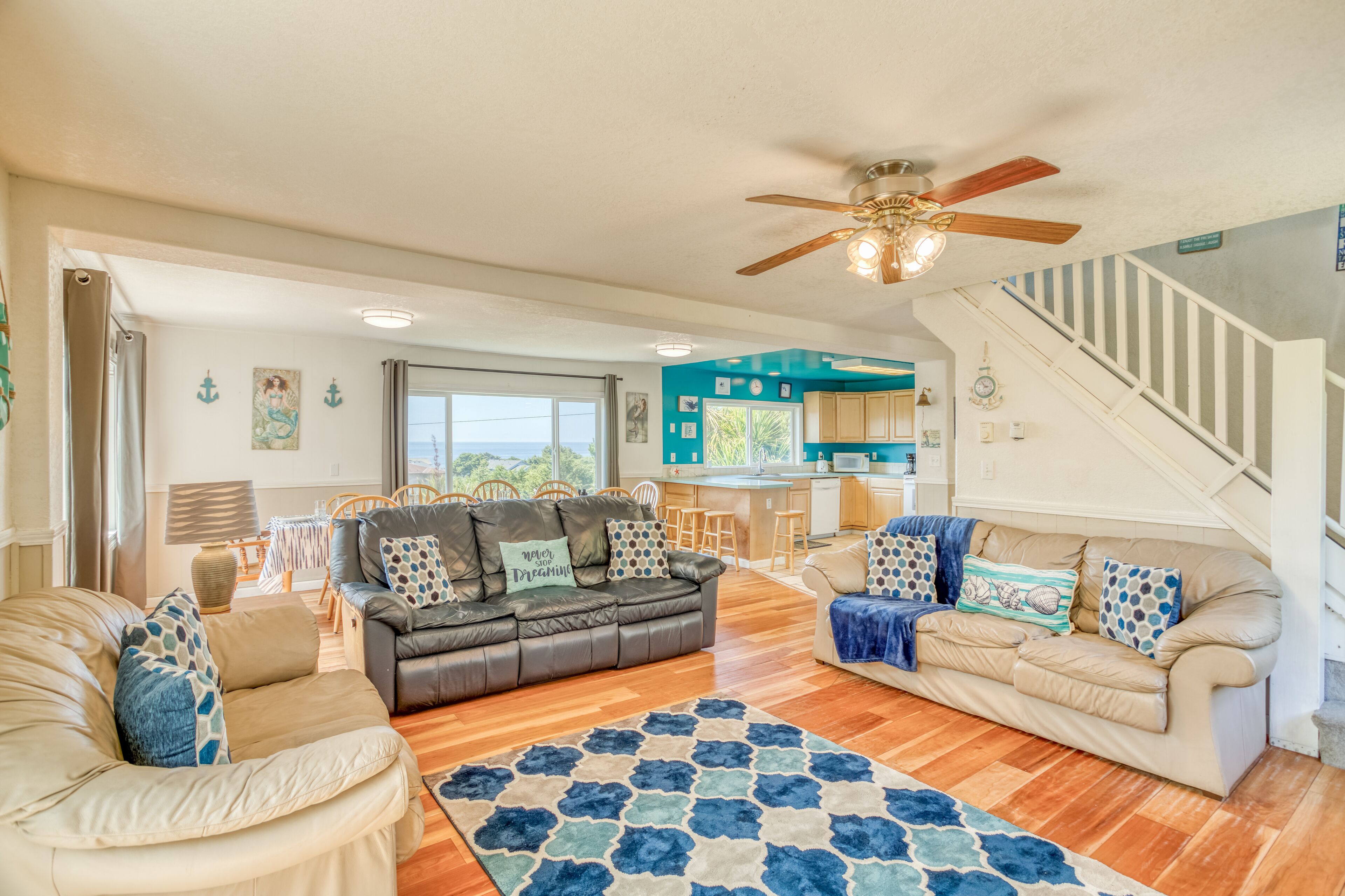 Roads End Ocean View Home Has Hot Tub, Second Living Area and Kids Playground!