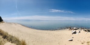Beach nearby, sun loungers