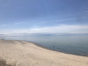 Beach nearby, sun loungers