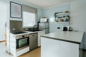 Fridge, microwave, oven, dishwasher