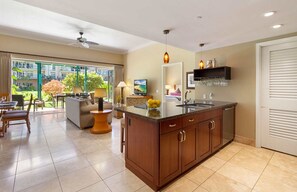 Fridge, microwave, oven, stovetop - Maui Resort Rentals: Honua Kai - 3 Total Bedrooms, Ground Floor w/ Lawn Areas, Steps to Pools, Beach, & BBQs! (Lahaina)